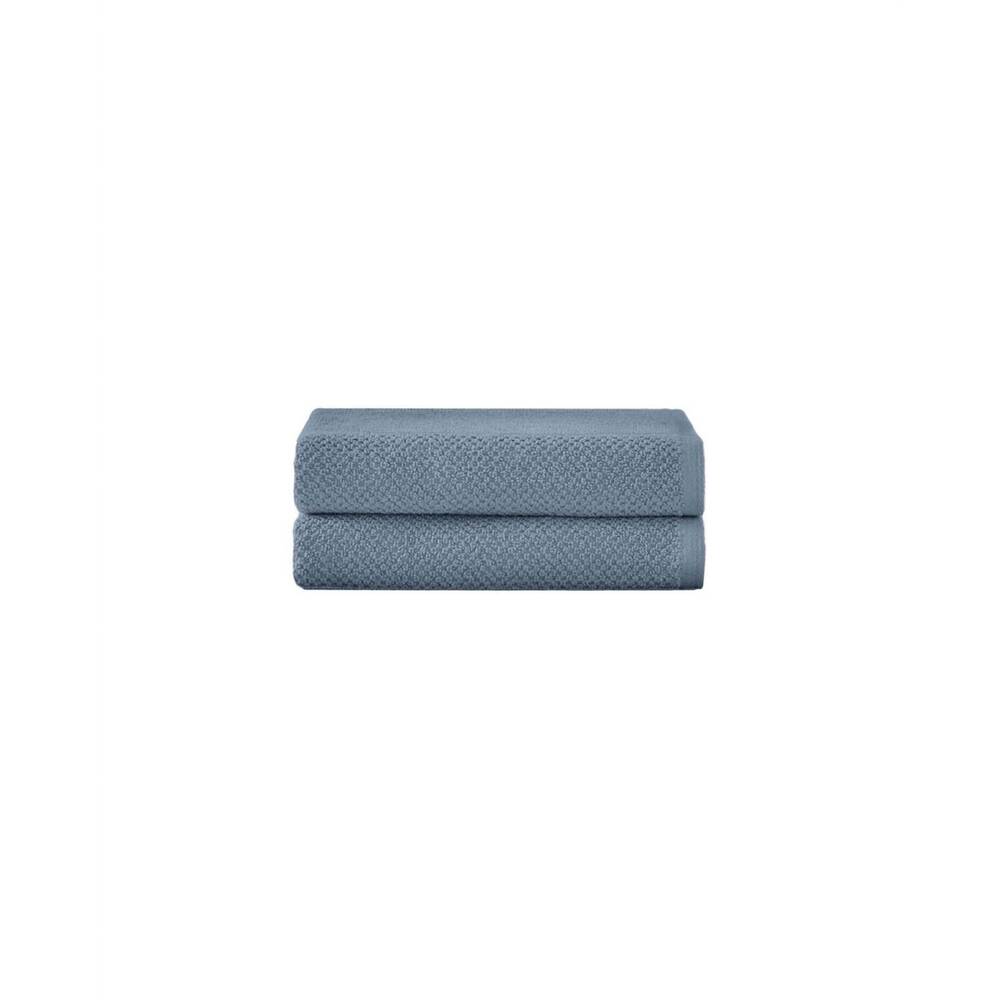 NEW UNDER THE CANOPY textured organic 2 piece hand towel set in chambray